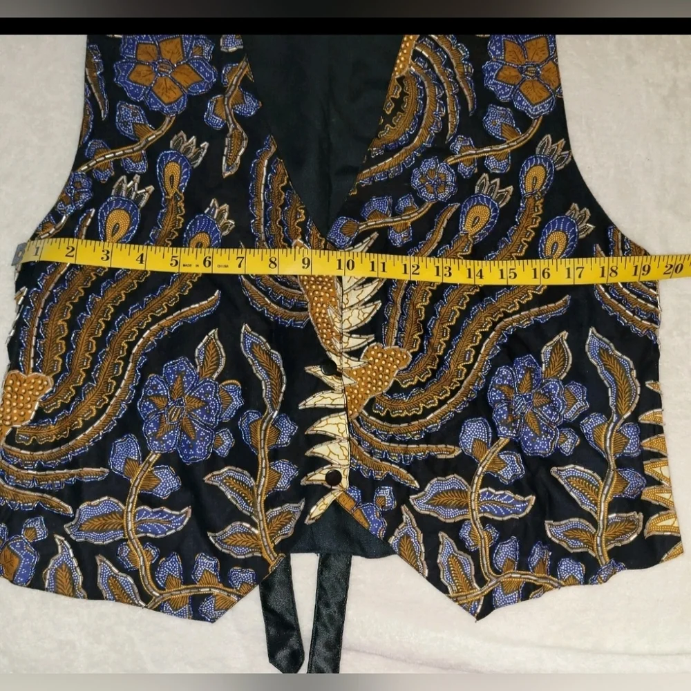 Vintage Fashion Fantasy 2 Piece Sparkling Floral Beaded Set Sz Sm/M Jacket Vest